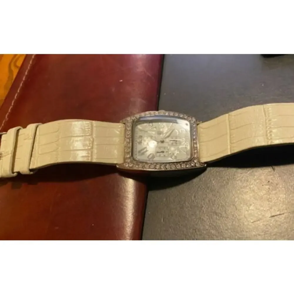 Women's 30mm NY&C Watch, Silver Tone with Crystal Accents, MOP Face